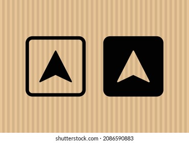 Open here simple flat icon vector illustration with cardboard texture background