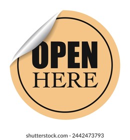 Open Here Sticker Design realistick style