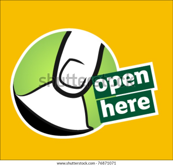 Open Here Vector Sticker Stock Vector Royalty Free 76871071