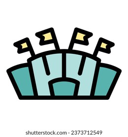 Open hippodrome icon outline vector. Derby racesport. Horse track color flat