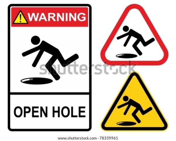 Open Hole Warning Sign Construction Industry Stock Vector (Royalty Free ...