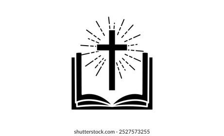 open holy bible, black isolated silhouette