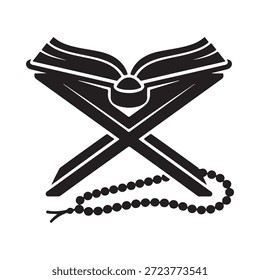 Um livro sagrado aberto com contas de oração um símbolo de fé e devoção
