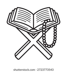 Open holy book with prayer beads a symbol of faith and devotion