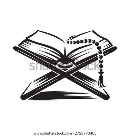 An open holy book with prayer beads a symbol of faith and devotion