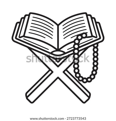 Open holy book with prayer beads a symbol of faith and devotion