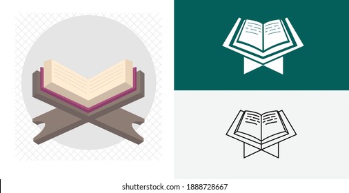 open holy Quran book isolated flat icon. line, solid islamic design element. open holy Quran book. open holy Quran book