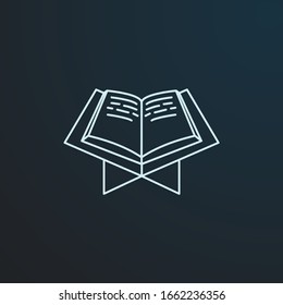 open holy Quran book. Koran book islamic vector line icon