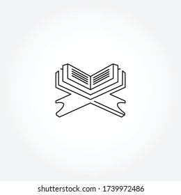 open holy Quran book. Koran book line icon. islam isolated line icon
