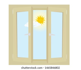Open home window. vector illustration
