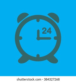 Open hours a day. Clock face.