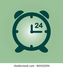 Open hours a day. Clock face.