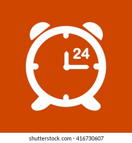 Open hours a day. Clock face.