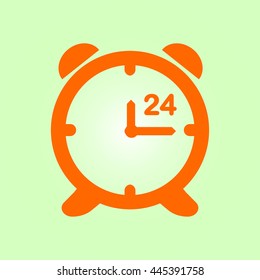 Open hours a day. Clock face.