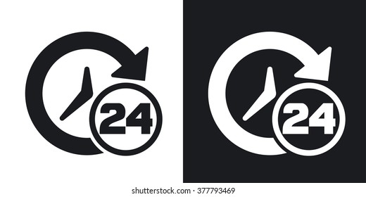 Open hours icon, vector. Two-tone version on black and white background