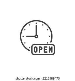 Open hours line icon. linear style sign for mobile concept and web design. Open time outline vector icon. Symbol, logo illustration. Vector graphics