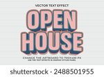 open house 3d editable vector text effect. trendy style text effect