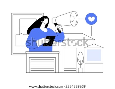 Open house abstract concept vector illustration. Open for inspection property, home for sale, real estate service, potential buyer, walk through, house staging, floor plan abstract metaphor.