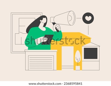 Open house abstract concept vector illustration. Open for inspection property, home for sale, real estate service, potential buyer, walk through, house staging, floor plan abstract metaphor.