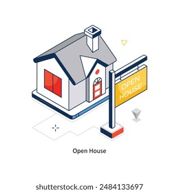 Open House concept vector isometric style stock illustration. EPS file