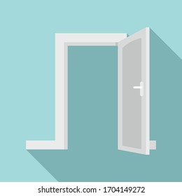 Open House Door Icon. Flat Illustration Of Open House Door Vector Icon For Web Design