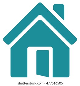 Open House Door icon. Vector style is flat iconic symbol, soft blue color, white background.