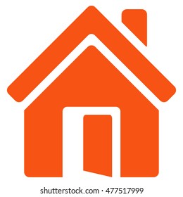 Open House Door icon. Vector style is flat iconic symbol, orange color, white background.