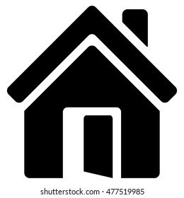 Open House Door icon. Vector style is flat iconic symbol, black color, white background.