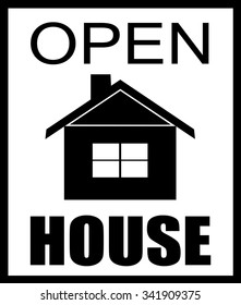 open house graphic design with black and white home