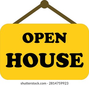Open House Hanging Sign Icon, Real Estate Property Viewing and Home Sale Symbol