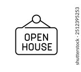 Open house hanging sign. Real estate for sale. Pixel perfect vector icon