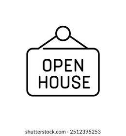 Open house hanging sign. Real estate for sale. Pixel perfect vector icon