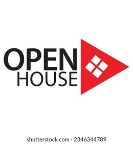 Open house icon vector with red arrow.