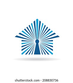 Open house image. Key hole house concept. Vector icon