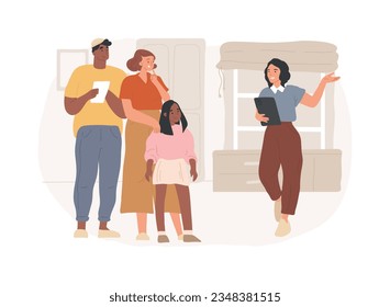 Open house isolated concept vector illustration. Open for inspection property, home for sale, real estate service, potential buyer, walk through, house staging, floor plan vector concept.