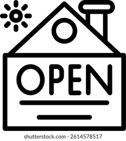 Open House Line Vector Icon Design