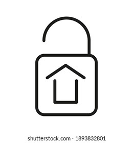 Open House Lock Outline Vector Icon. For Web And App