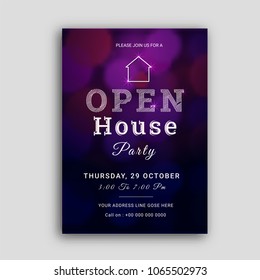 Open House Party Invitation Card Design.