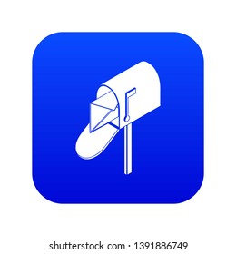 Open house postbox icon blue vector isolated on white background
