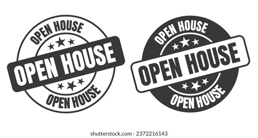 Open House rounded vector symbol set on white background