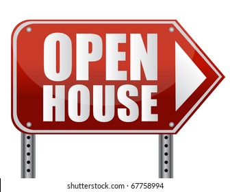 Open house sign isolated over a white background.