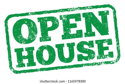 Open House. Vector Green Stamp.