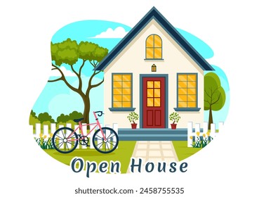 Open House Vector Illustration for Inspection Property Welcome to Your New Home Real Estate Service in Flat Cartoon Background Design