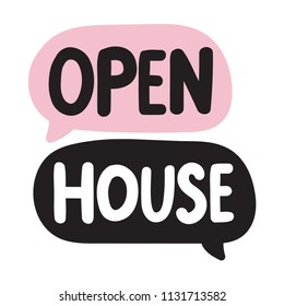 Open house. Vector illustration on white background.