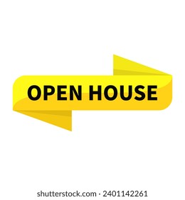 Open House In Yellow Rectangle Ribbon Shape For Advertisement Invitation Announcement Information Business Marketing Social Media
