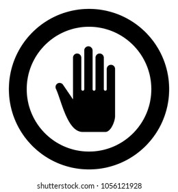 Open human hand black icon in circle