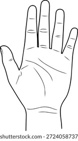 Open human hand drawn with a single continuous line, expressing help, protection, openness, care, and human connection in a clean modern style.