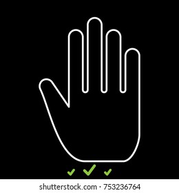 Open human hand white icon .