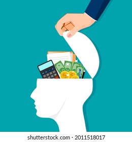 Abrir los jefes humanos y los documentos financieros. Conceptos contables y empresariales. ilustración vectorial