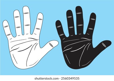 Open Human palms in vector format. Palmistry, prediction and divination services marketing poster, banner or flyer for media and web.  Vintage design EPS 10.